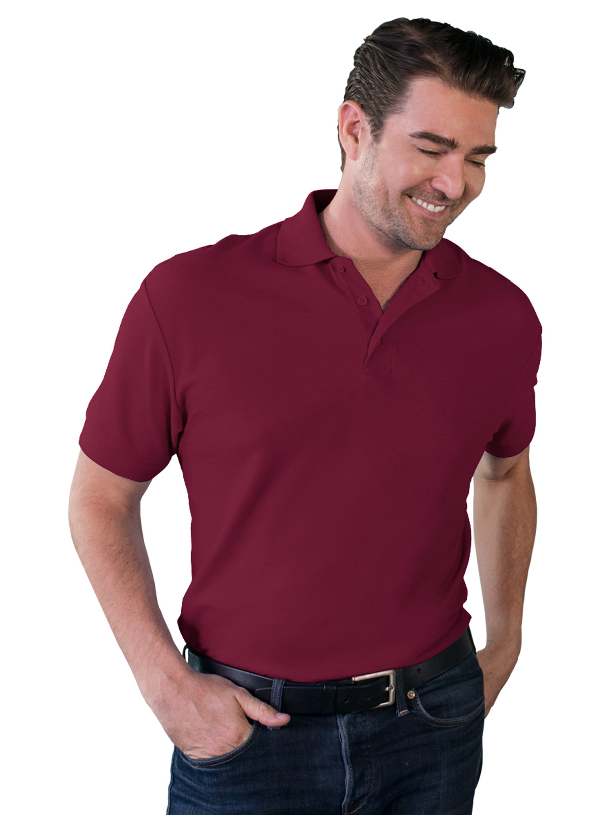 Men's Pocketless Soft Touch Polo - BG7500 - Burgundy