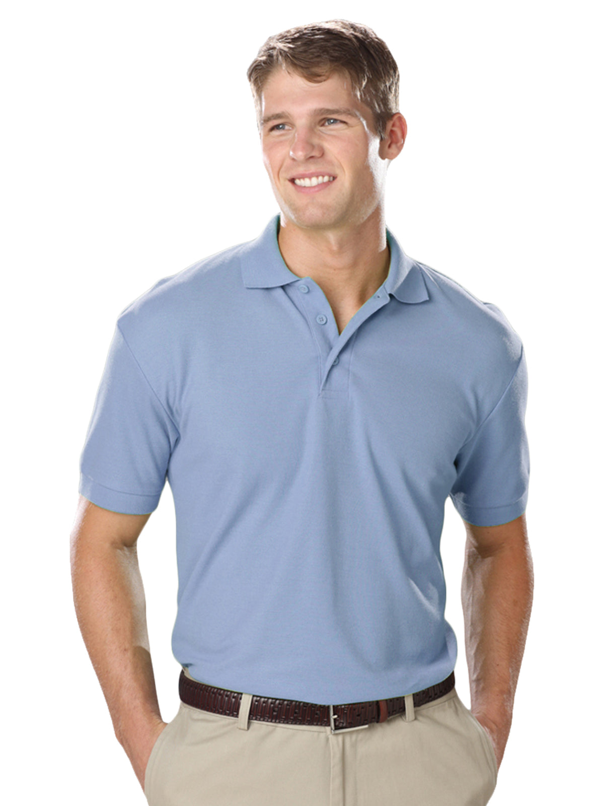 Men's Pocketless Soft Touch Polo - BG7500 - Light Blue