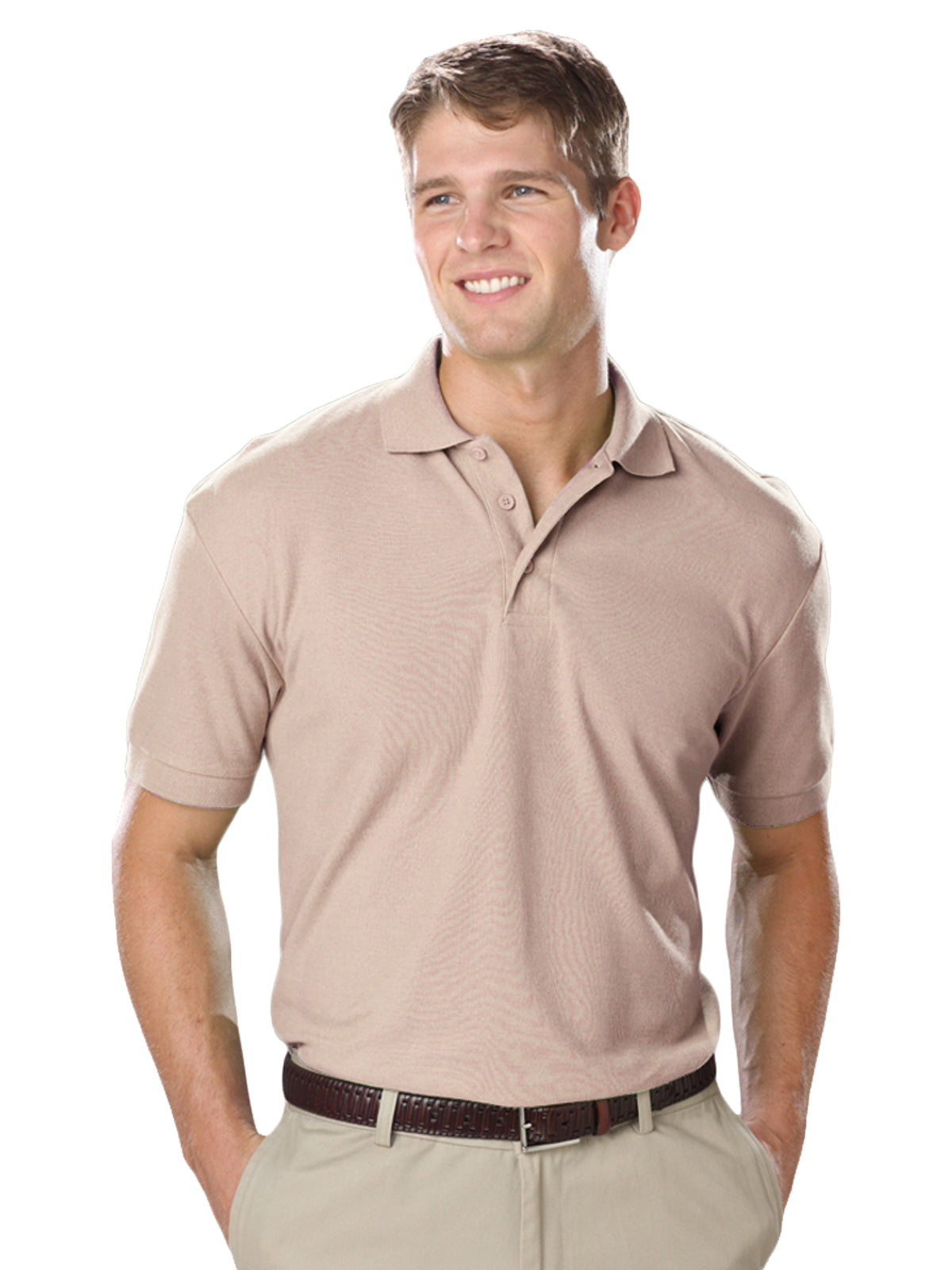 Men's Pocketless Soft Touch Polo - BG7500 - Natural