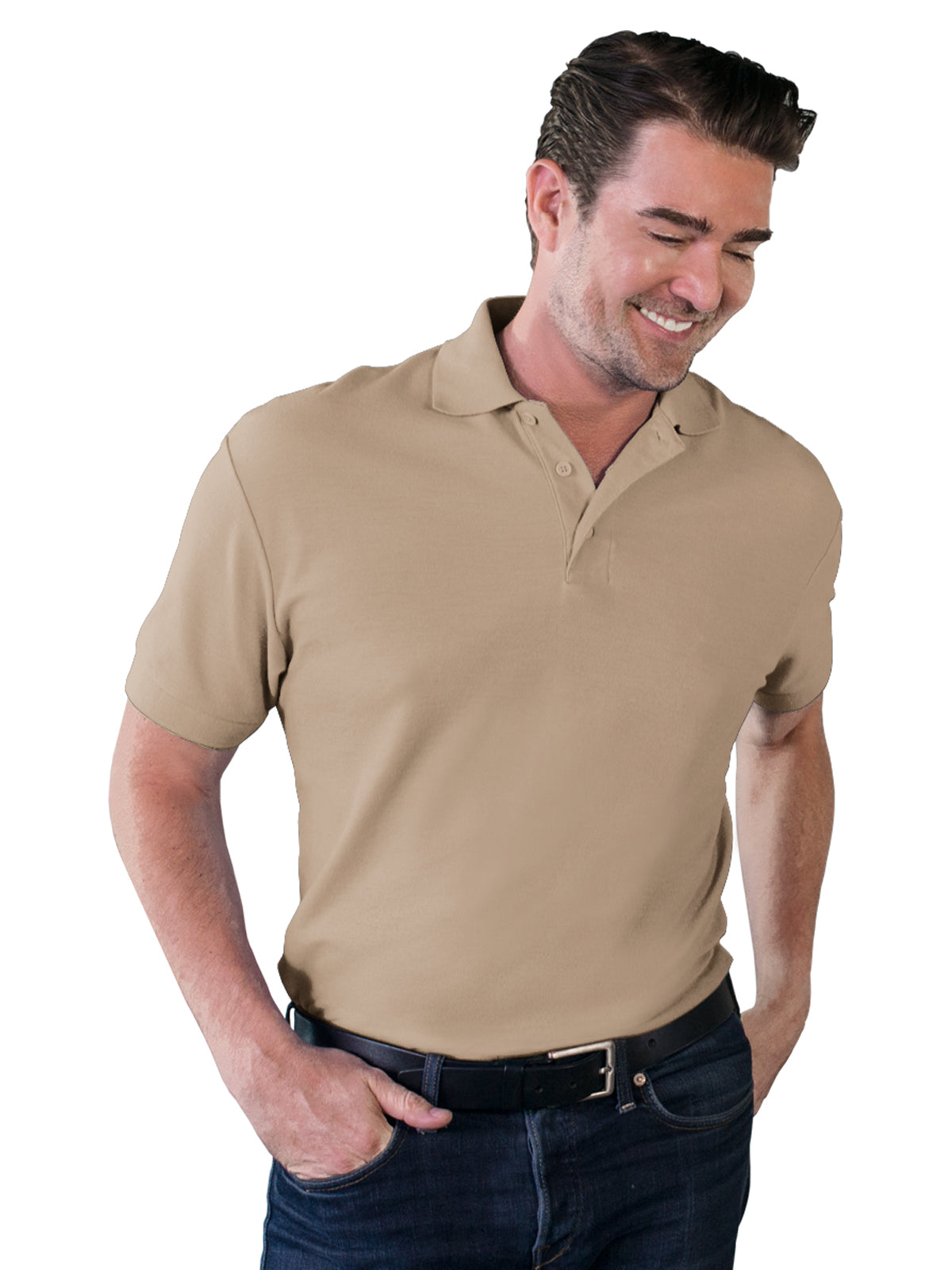 Men's Pocketless Soft Touch Polo - BG7500 - Tan
