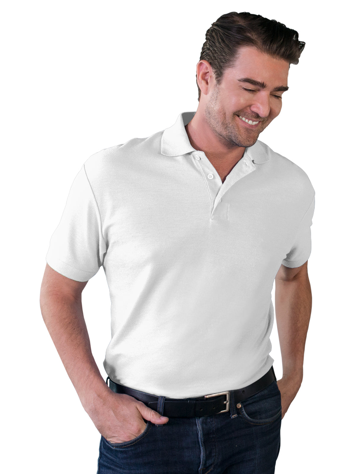 Men's Pocketless Soft Touch Polo - BG7500 - White