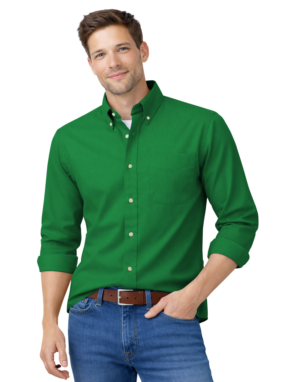 Men's 1-Pocket Cotton Twill Shirt - BG8213 - Kelly