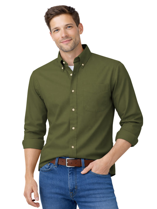 Men's 1-Pocket Cotton Twill Shirt - BG8213 - Olive