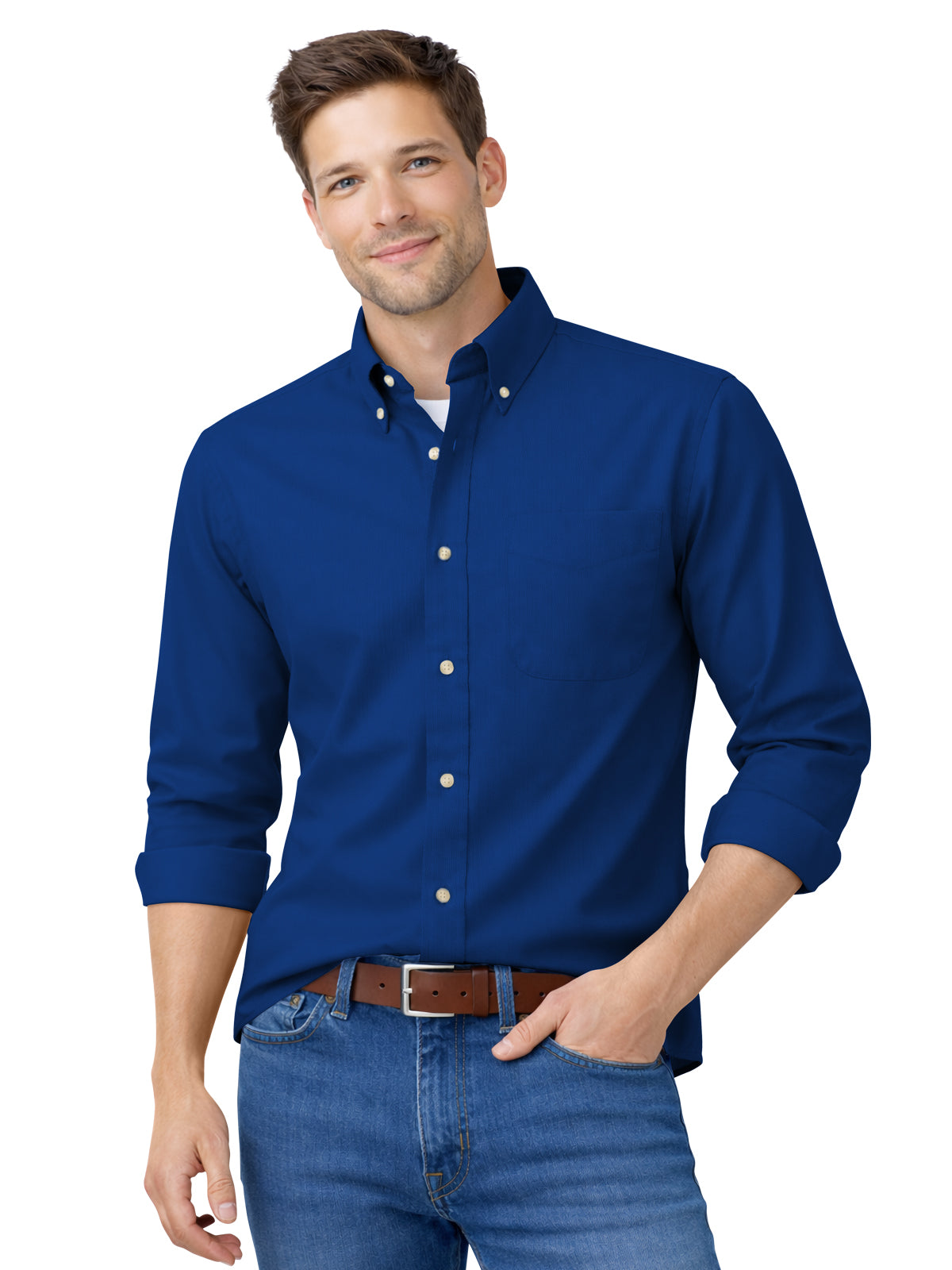 Men's 1-Pocket Cotton Twill Shirt - BG8213 - Royal