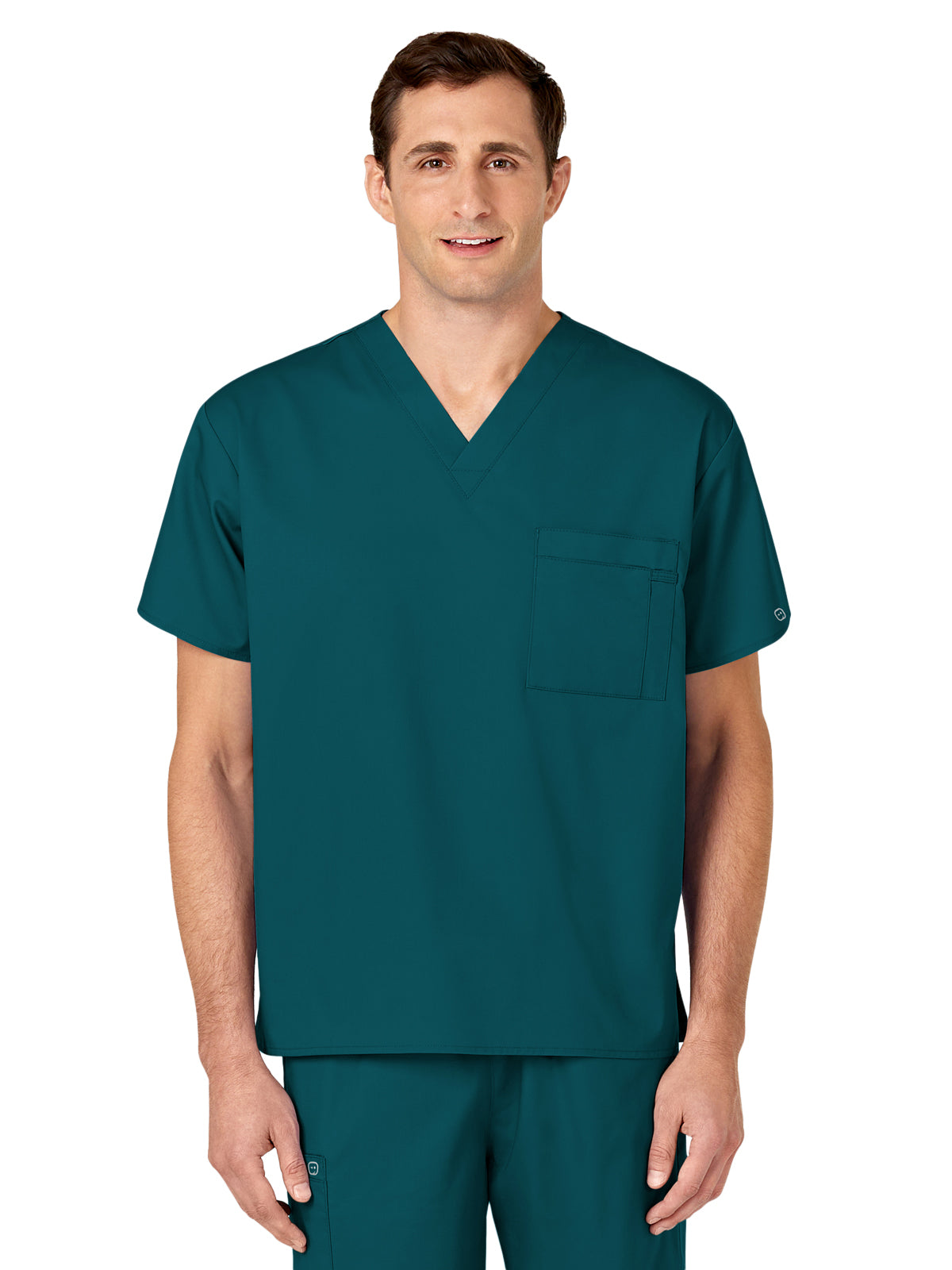 Unisex Double-Pocket V-Neck Top - 100 - Caribbean
