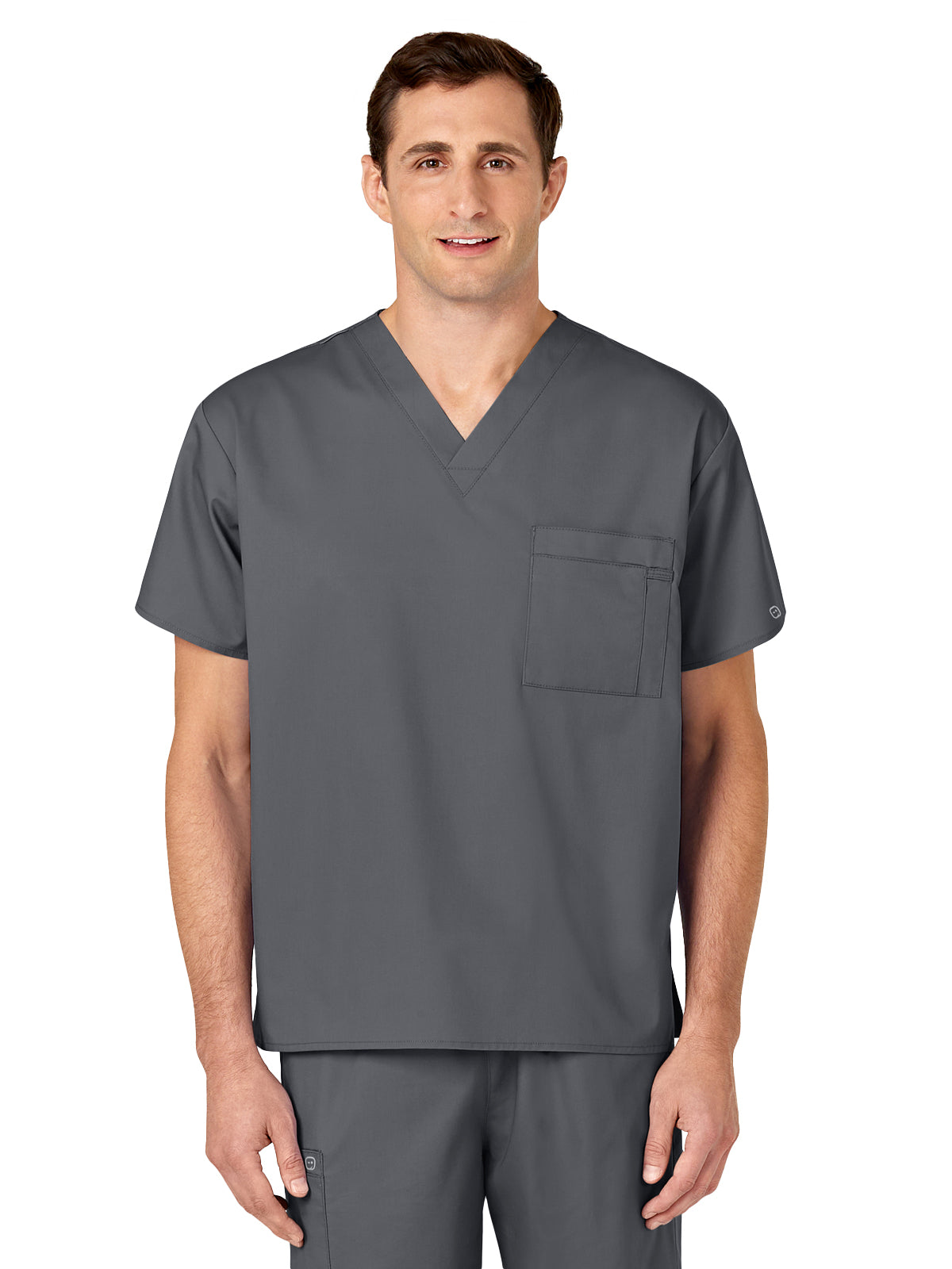 Unisex Double-Pocket V-Neck Top - 100 - Pewter