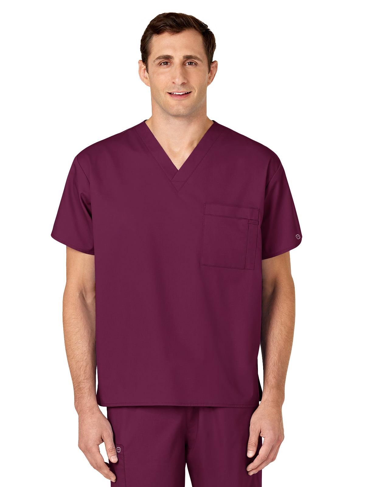 Unisex Double-Pocket V-Neck Top - 100 - Wine