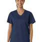 Women's Three-Pocket Curved V-Neck Top - 106 - Navy