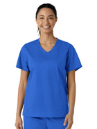 Women's Three-Pocket Curved V-Neck Top - 106 - Royal