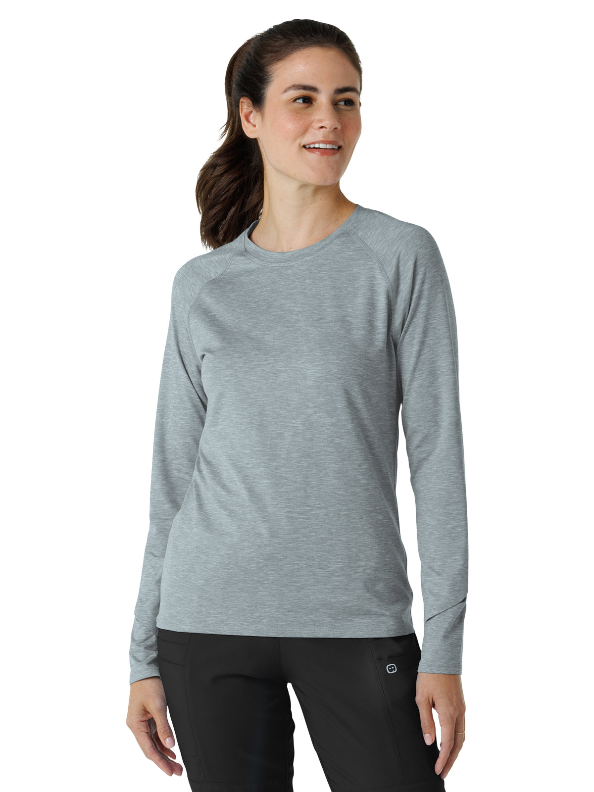 Women's Watch Window Long Sleeve Underscrub Tee - 2139 - Grey Heather