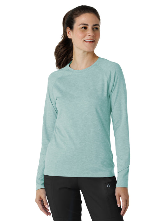 Women's Watch Window Long Sleeve Underscrub Tee - 2139 - Sky Blue Heather