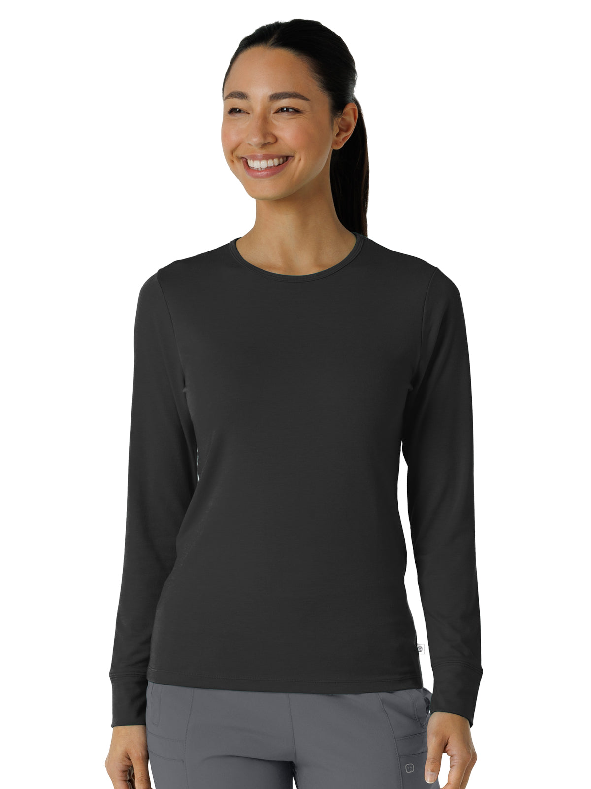 Women's Essential Layer Long Sleeve Underscrub Tee - 2189 - Black
