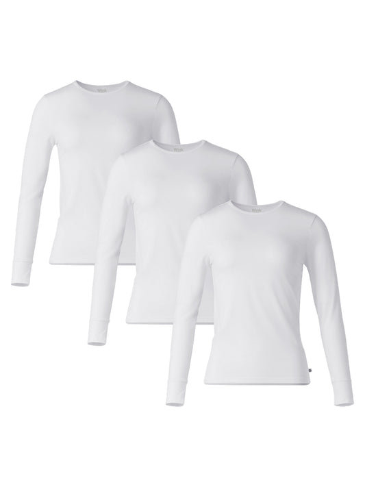 Women's 3-Pack Essential Layer Long Sleeve Underscrub Tee - 2190 - White