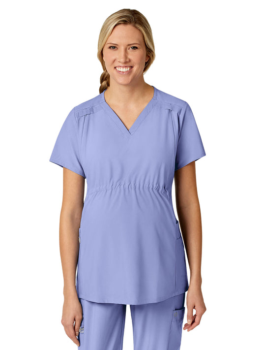 Women's Five-Pocket Maternity Top - 4555 - Ceil Blue