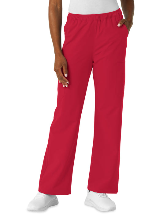 Women's Seven-Pocket Straight Leg Cargo Scrub Pant - 5180 - Red