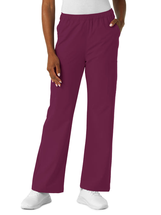 Women's Seven-Pocket Straight Leg Cargo Scrub Pant - 5180 - Wine