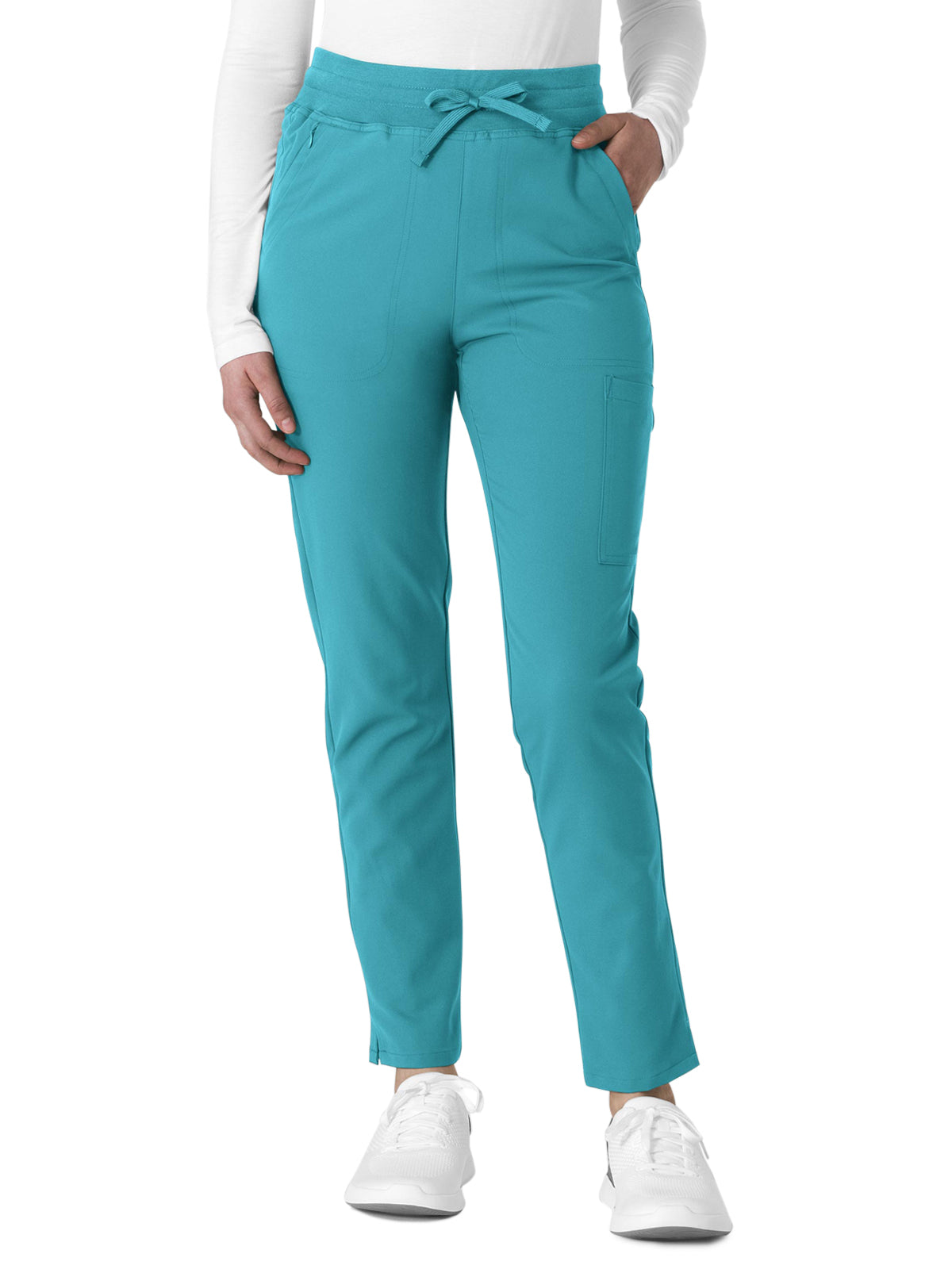 Women's Seven-Pocket Straight Slim Leg Pant - 5222 - Teal Blue