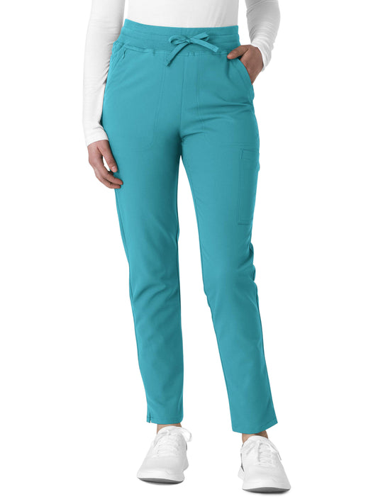 Women's Seven-Pocket Straight Slim Leg Pant - 5222 - Teal Blue