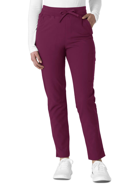 Women's Seven-Pocket Straight Slim Leg Pant - 5222 - Wine