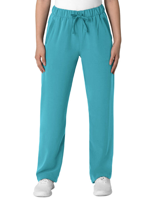 Women's Four-Pocket High-Low Hem Pant - 5232 - Teal Blue