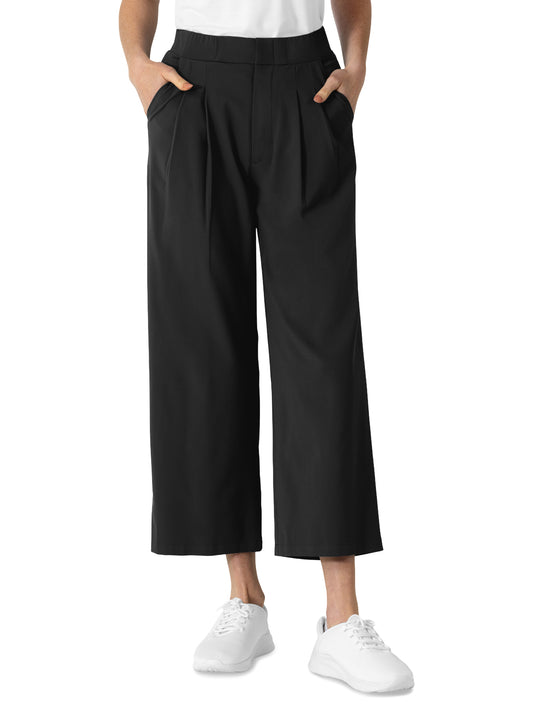Women's Five-Pocket Cropped Wide Leg Scrub Trouser - 5354 - Black