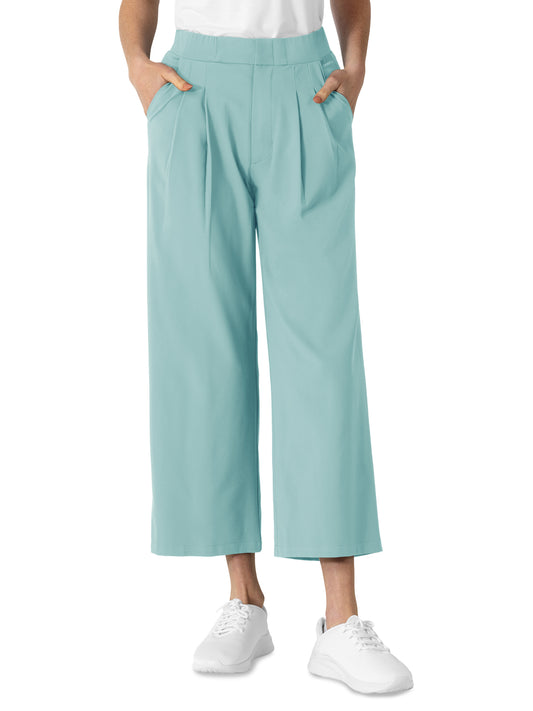 Women's Five-Pocket Cropped Wide Leg Scrub Trouser - 5354 - Coastal Blue
