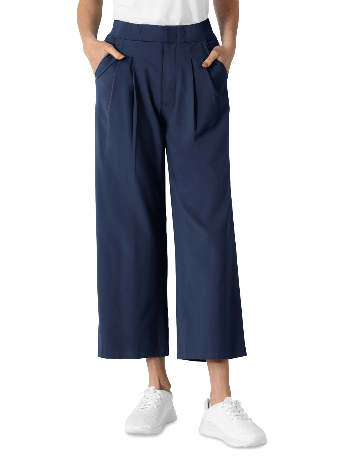 Women's Five-Pocket Cropped Wide Leg Scrub Trouser - 5354 - Navy