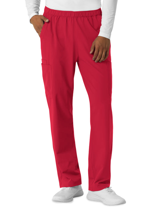 Men's Seven-Pocket Straight Leg Cargo Scrub Pant - 5380 - Red
