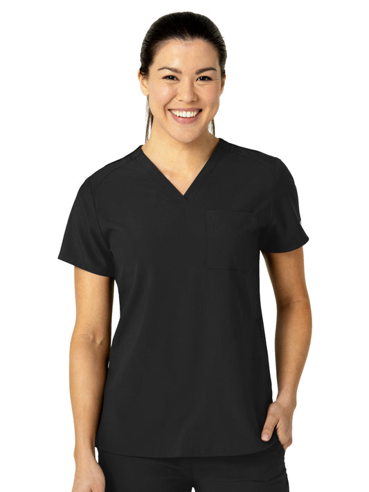 Women's Three-Pocket Flex-N-Reach V-Neck Top - 6045 - Black
