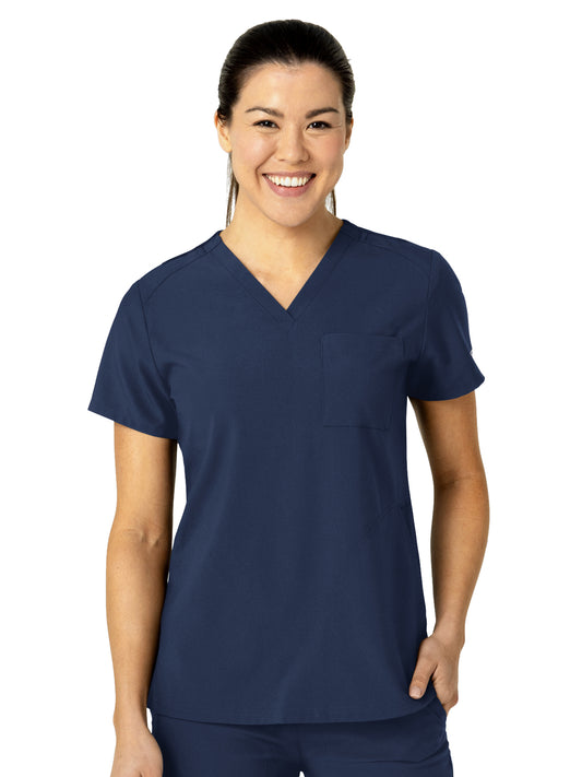 Women's Three-Pocket Flex-N-Reach V-Neck Top - 6045 - Navy
