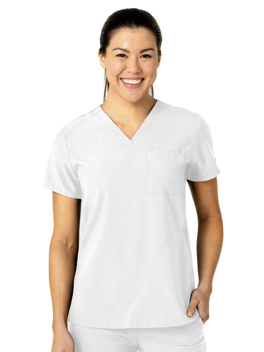 Women's Three-Pocket Flex-N-Reach V-Neck Top - 6045 - White