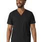 Unisex Three-Pocket V-Neck Top - 6051 - Black