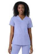 Women's Three-Pocket V-Neck Top - 6122 - Ceil Blue