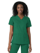 Women's Three-Pocket V-Neck Top - 6122 - Hunter