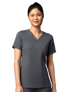 Women's Three-Pocket V-Neck Top - 6122 - Pewter