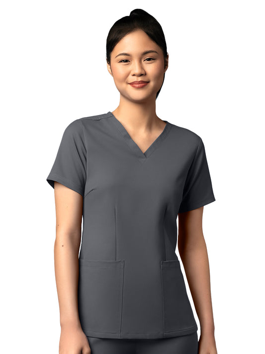 Women's Three-Pocket V-Neck Top - 6122 - Pewter
