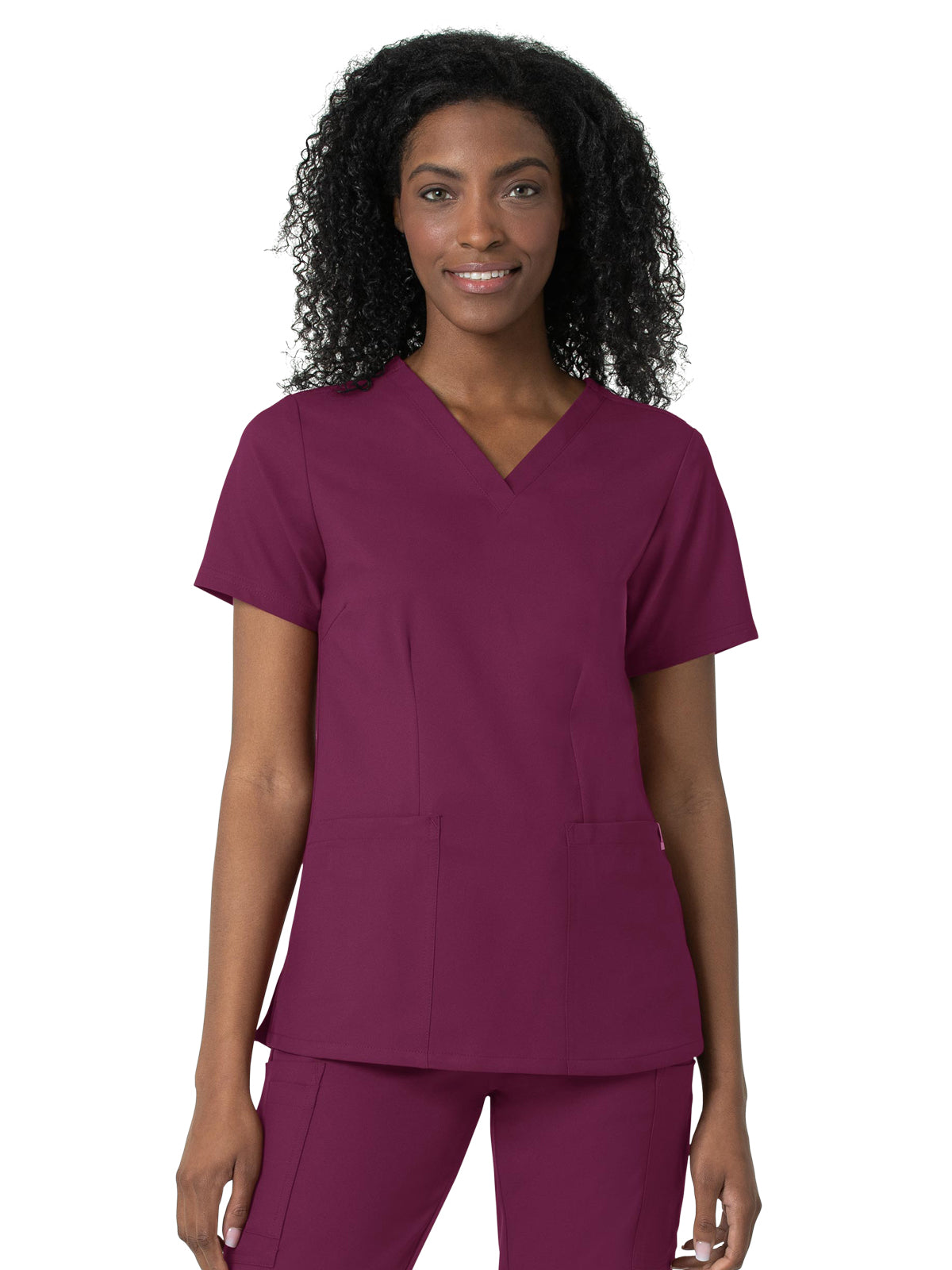 Women's Three-Pocket V-Neck Top - 6122 - Wine