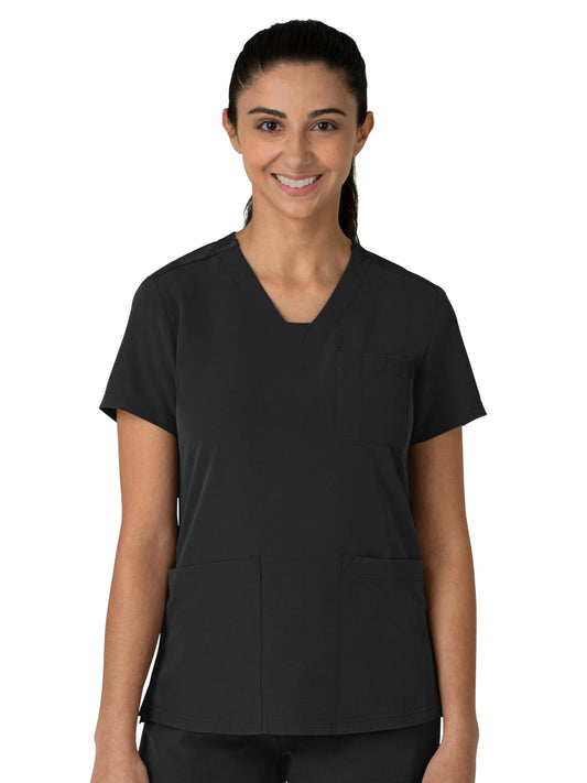 Women's Three-Pocket Flex-n-Reach V-Neck Top - 6132 - Black