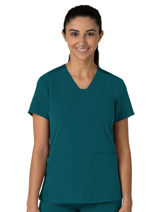Women's Three-Pocket Flex-n-Reach V-Neck Top - 6132 - Caribbean