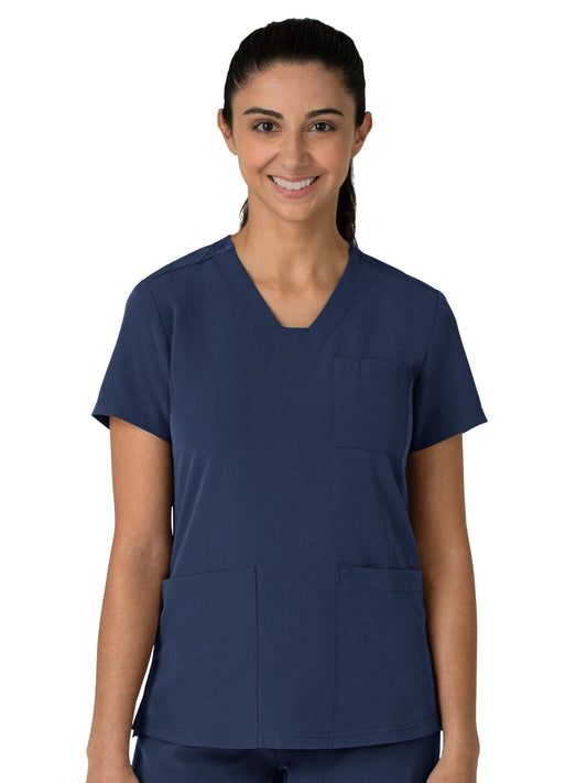 Women's Three-Pocket Flex-n-Reach V-Neck Top - 6132 - Navy