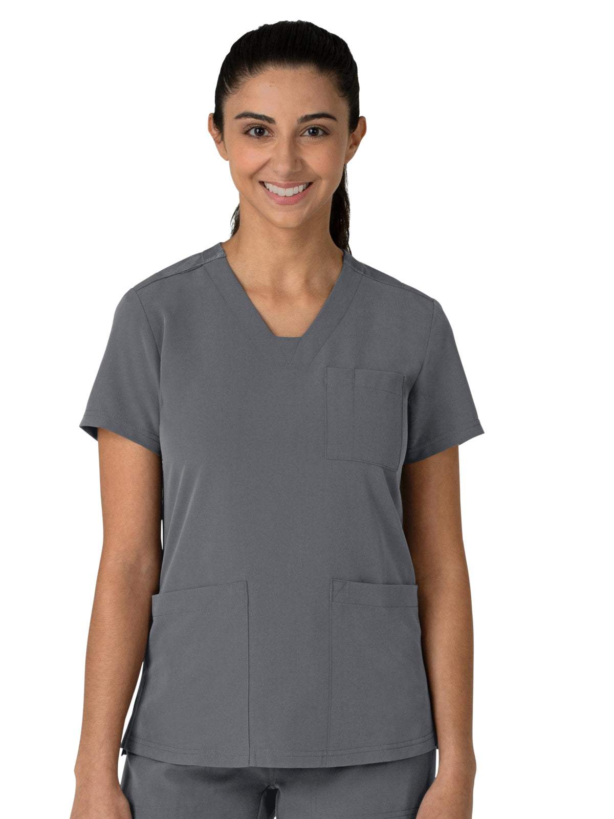 Women's Three-Pocket Flex-n-Reach V-Neck Top - 6132 - Pewter