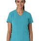 Women's Three-Pocket Flex-n-Reach V-Neck Top - 6132 - Teal Blue