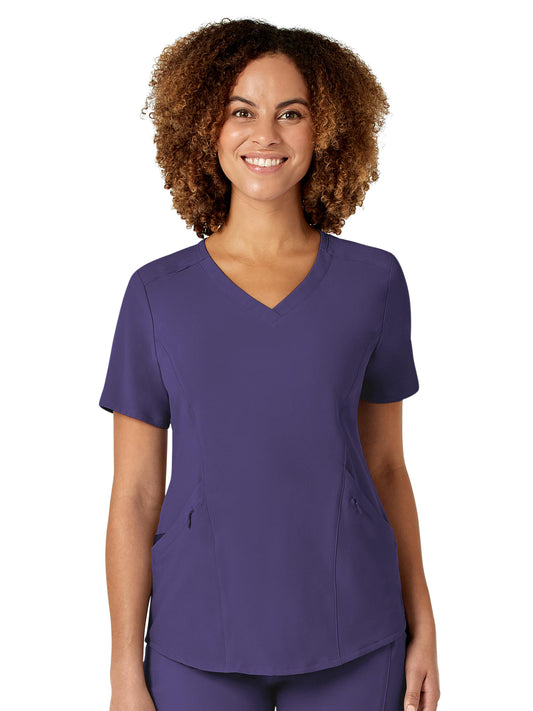 Women's Four-Pocket V-Neck Top - 6134 - Grape