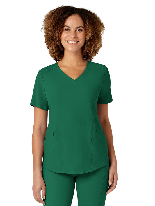 Women's Four-Pocket V-Neck Top - 6134 - Hunter