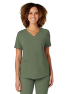 Women's Four-Pocket V-Neck Top - 6134 - Olive