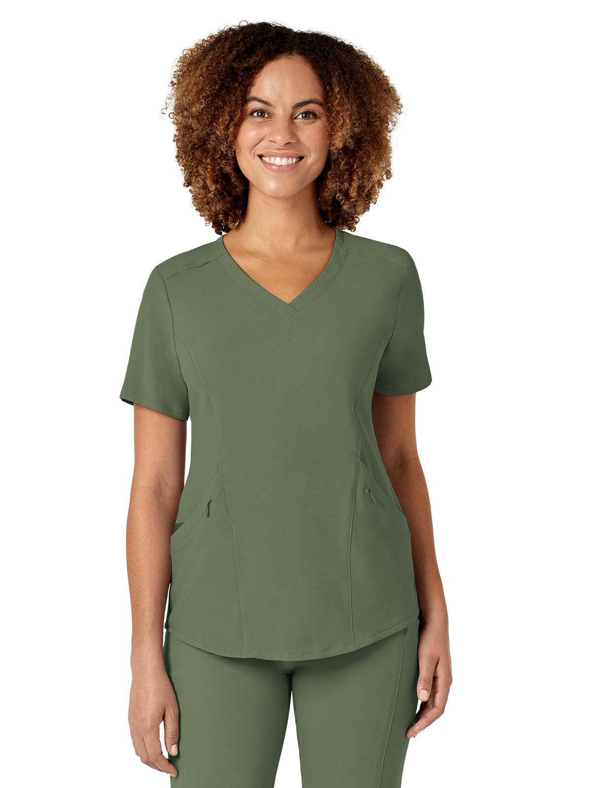 Women's Four-Pocket V-Neck Top - 6134 - Olive