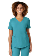 Women's Four-Pocket V-Neck Top - 6134 - Teal Blue