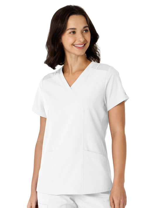 Women's Flex-n-Reach Side Panel V-Neck Top - 6145 - White
