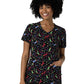 Women's V-Neck Print Scrub Top - 6147 - Deck the Dogs