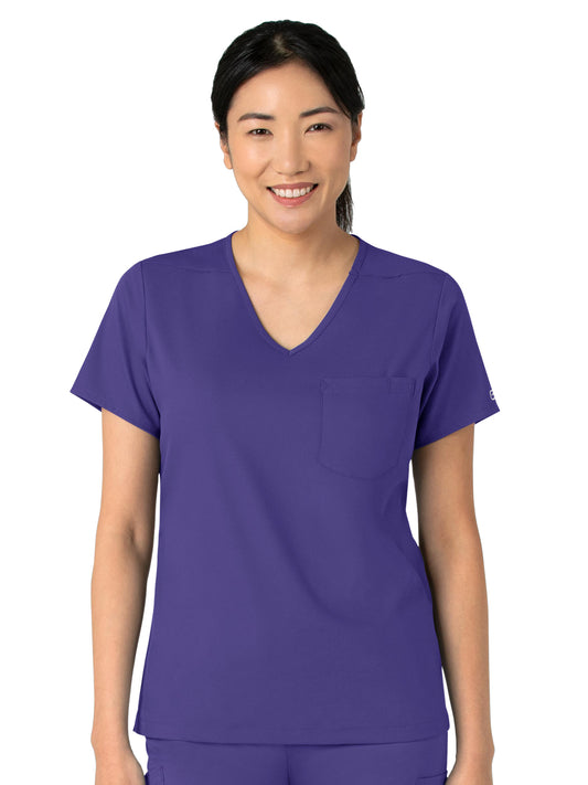Women's Two-Pocket Tuck-In V-Neck Top - 6151 - Grape